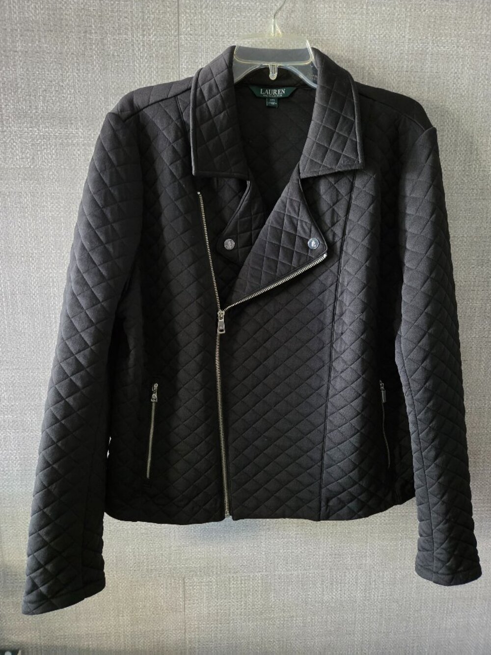 Lauren Ralph Lauren women's black diamond quilted moto jacket size XXL.